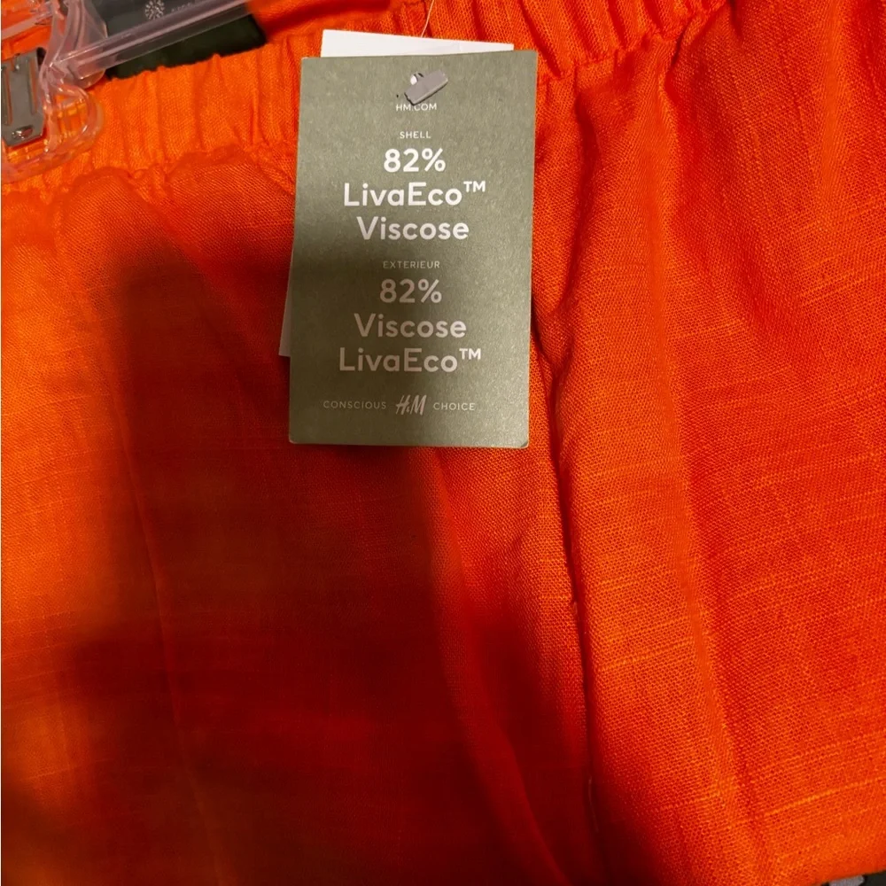H&M Bright Orange Eco Viscose Linen Trousers - Picture 4 of 7